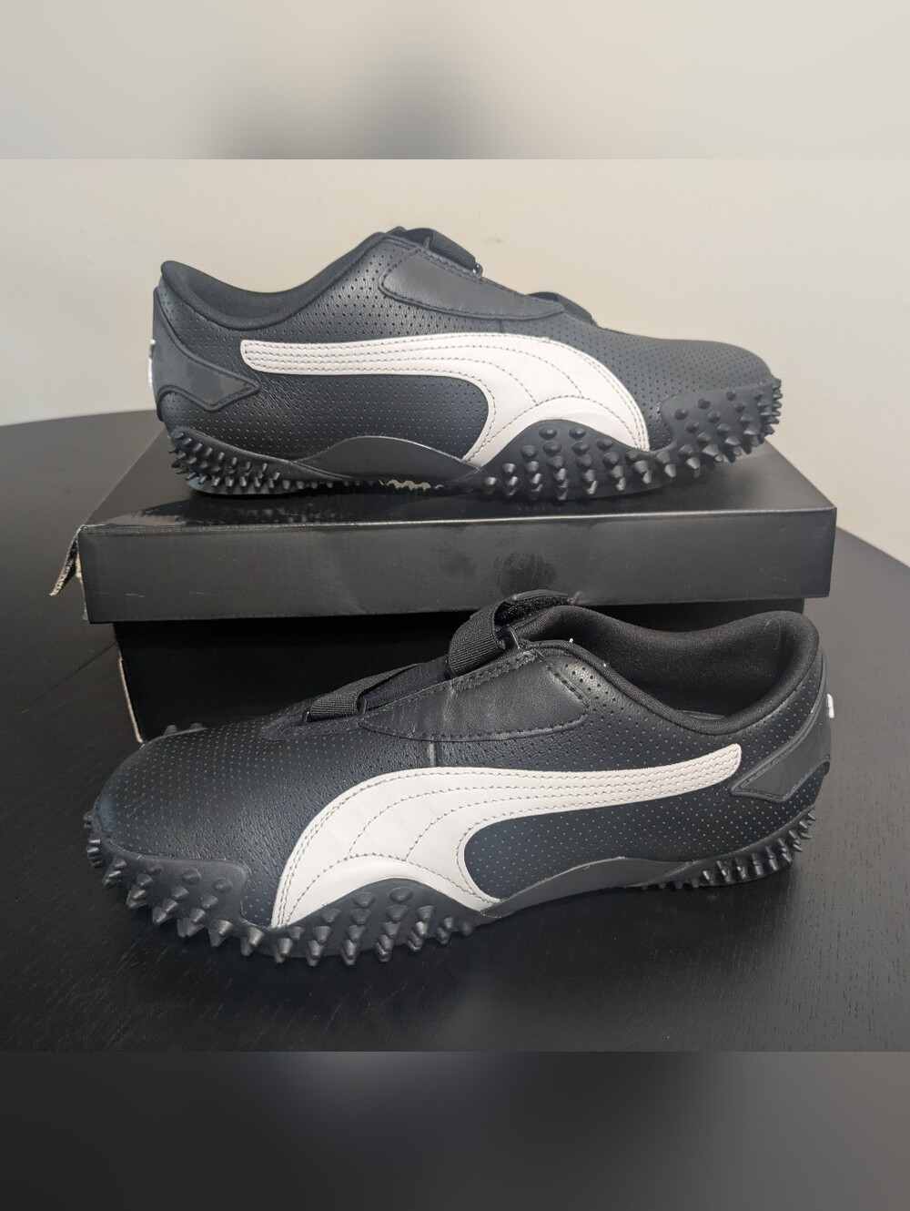 Puma - Mostro Perf + Men's Black and White Leather Athletic Shoes -   New